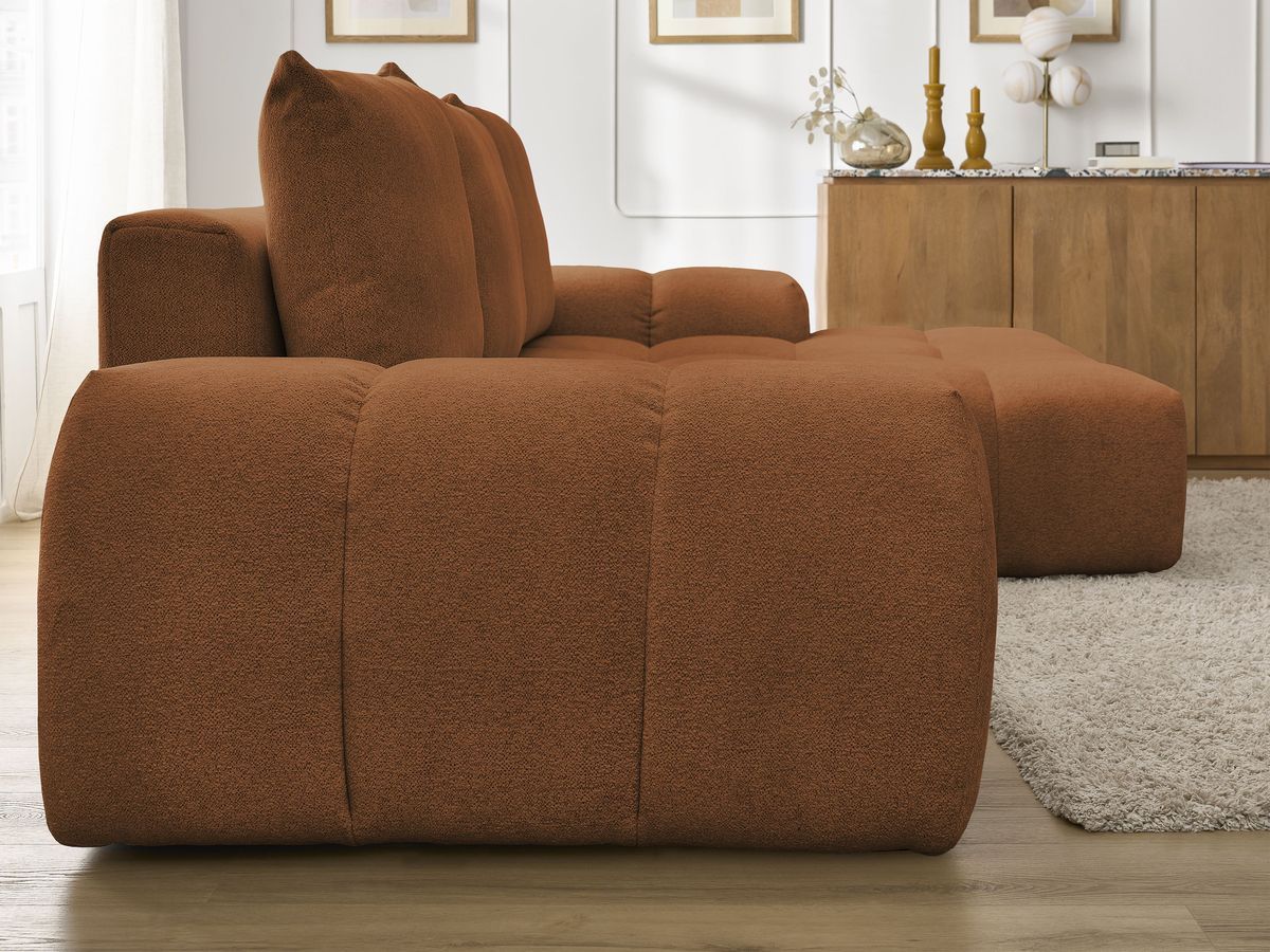Canapé d'angle convertible coffre EVEREST tissu chiné