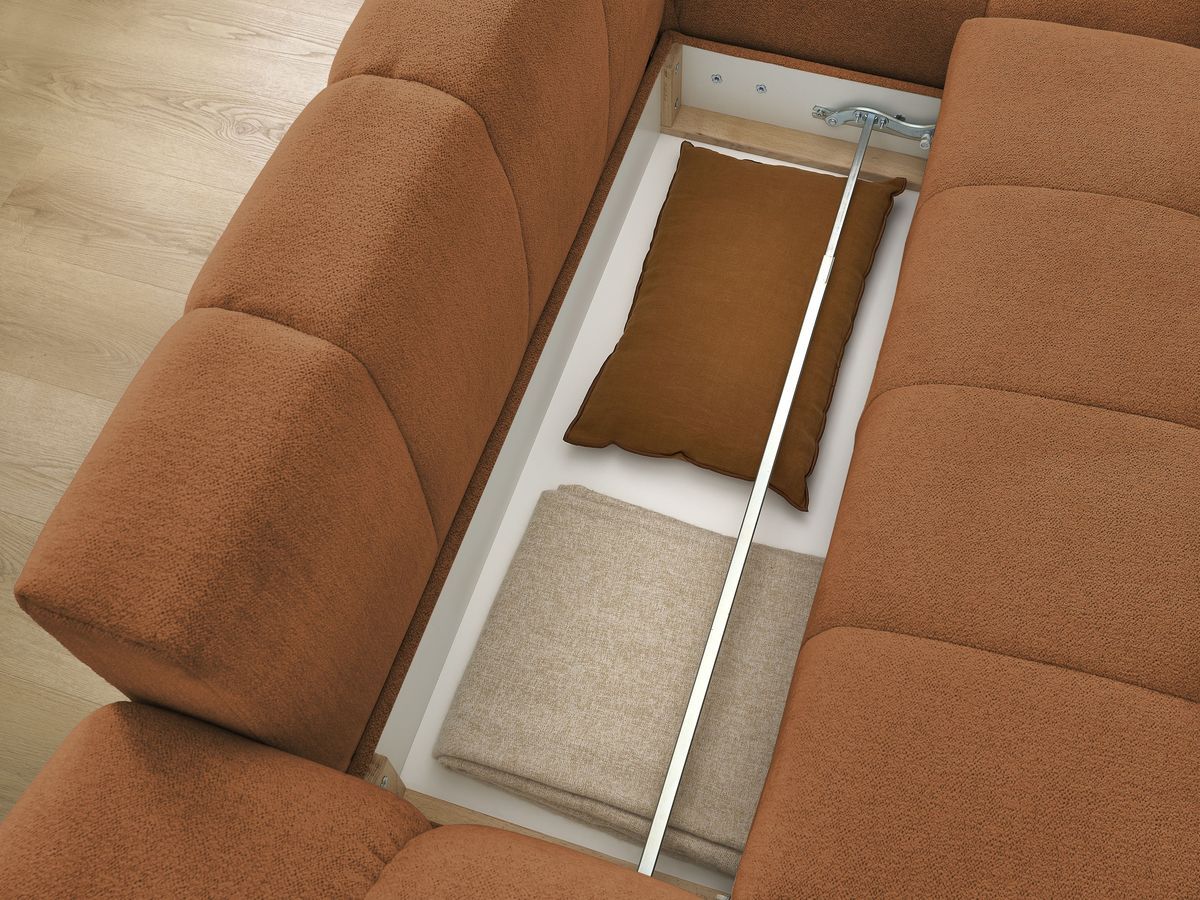 Canapé d'angle convertible coffre EVEREST tissu chiné