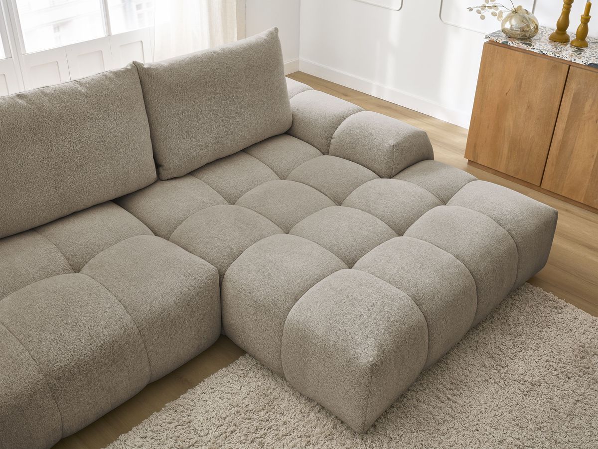 Canapé d'angle convertible coffre EVEREST tissu chiné
