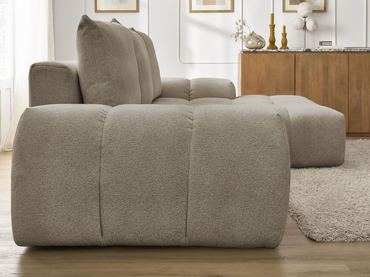 Canapé d'angle convertible coffre EVEREST tissu chiné