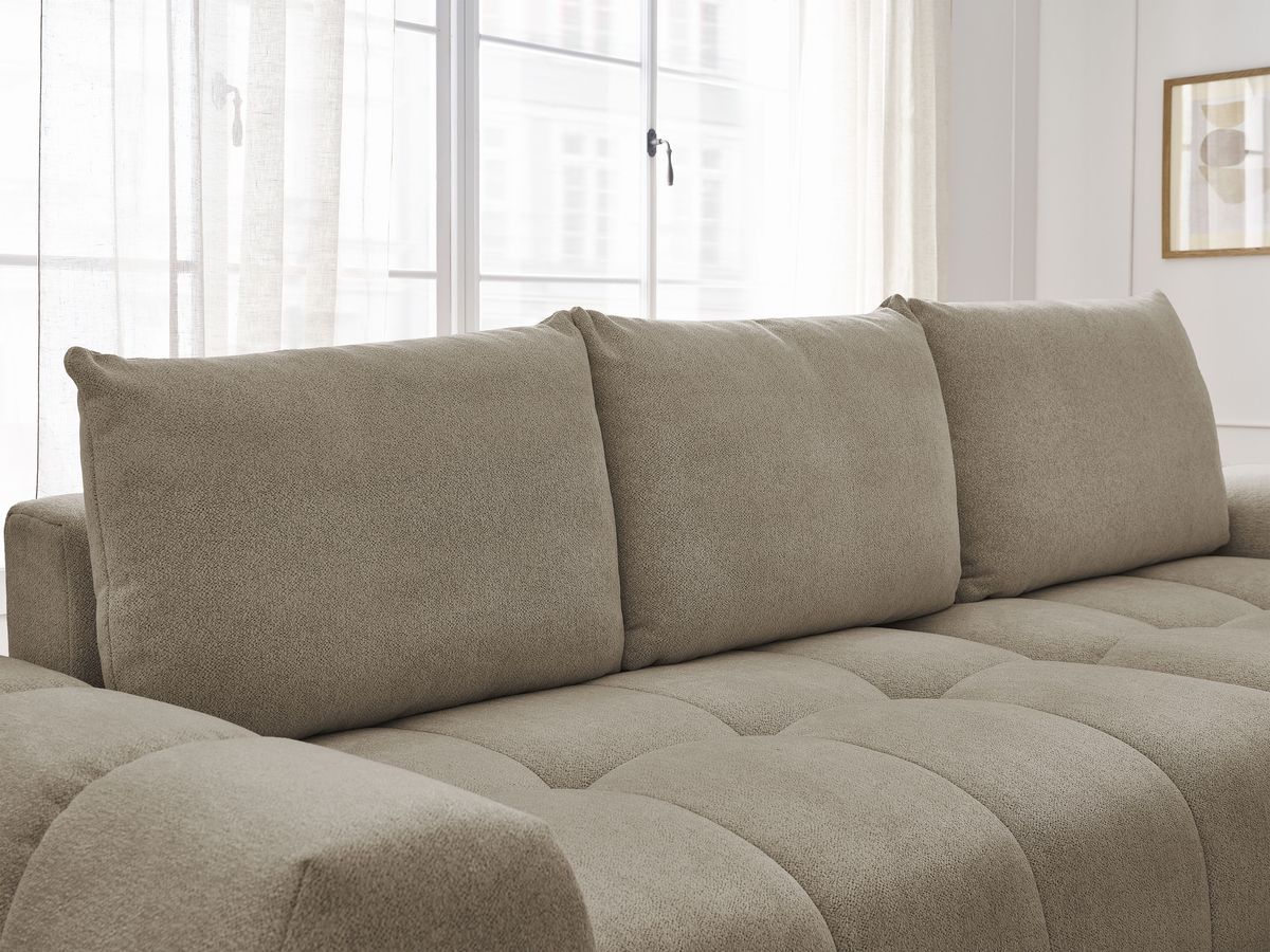 Canapé d'angle convertible coffre EVEREST tissu chiné