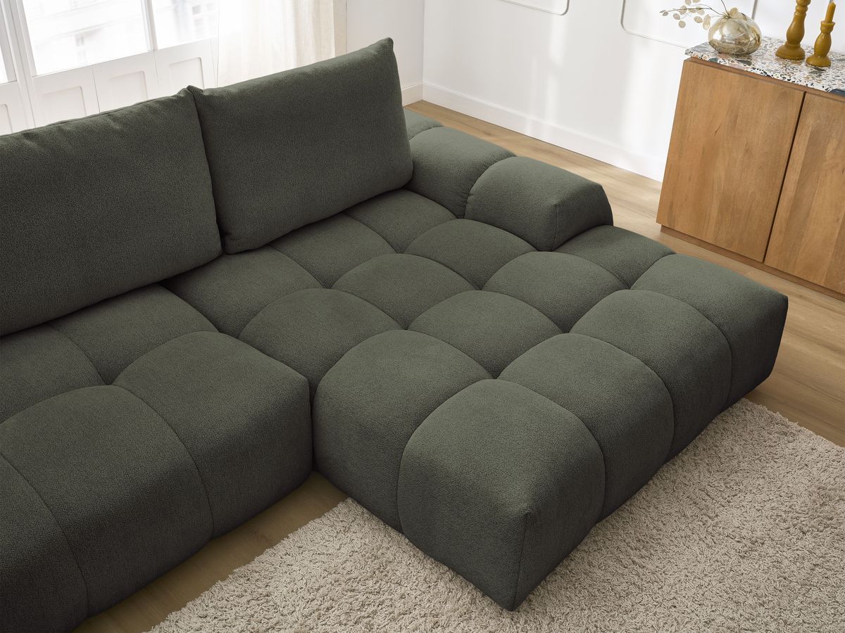 Canapé d'angle convertible coffre EVEREST tissu chiné