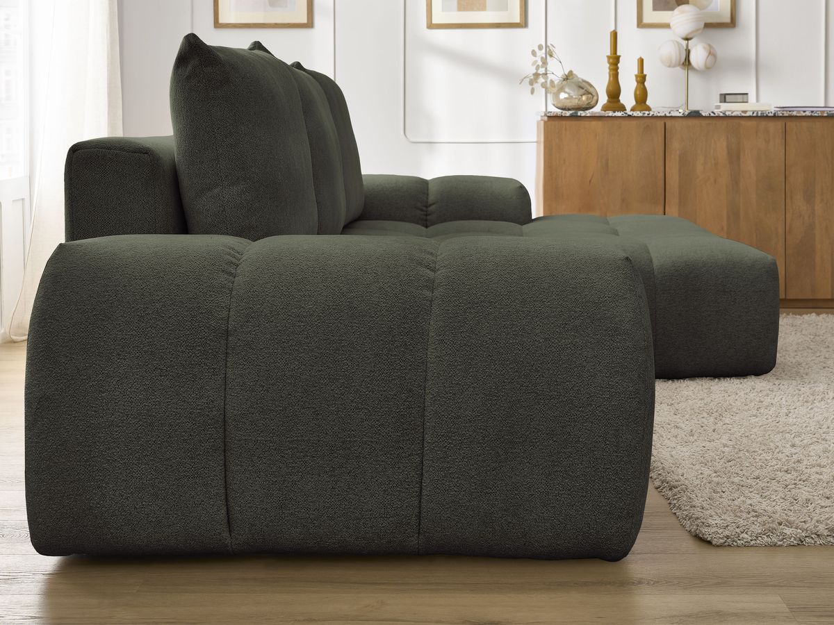 Canapé d'angle convertible coffre EVEREST tissu chiné