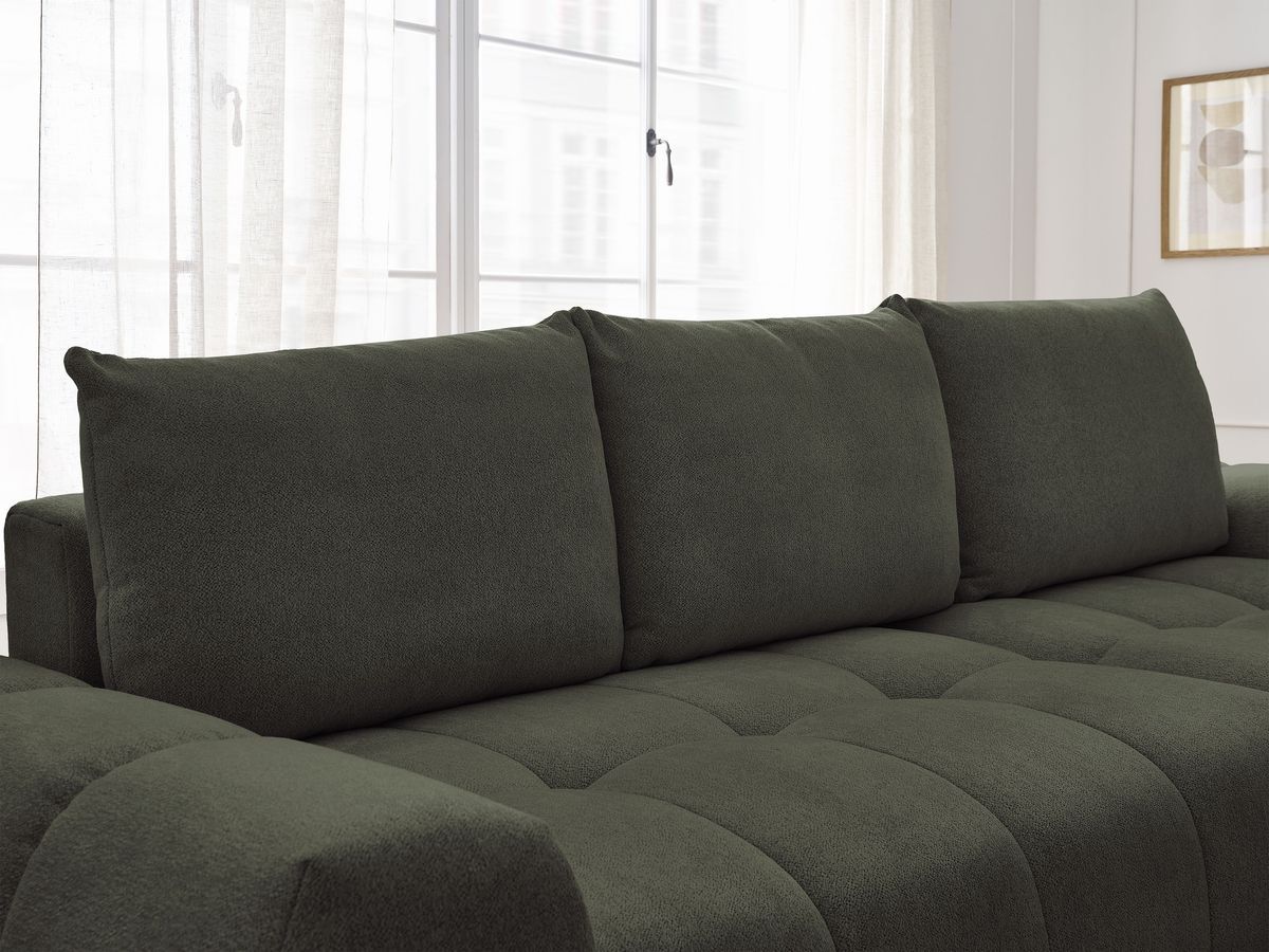 Canapé d'angle convertible coffre EVEREST tissu chiné