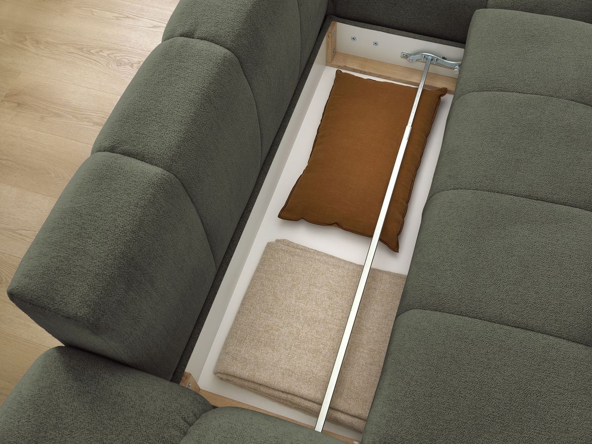 Canapé d'angle convertible coffre EVEREST tissu chiné
