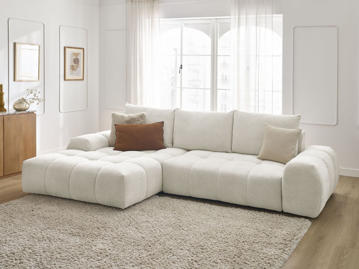 Canapé d'angle convertible coffre EVEREST tissu chiné