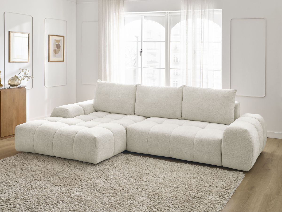 Canapé d'angle convertible coffre EVEREST tissu chiné