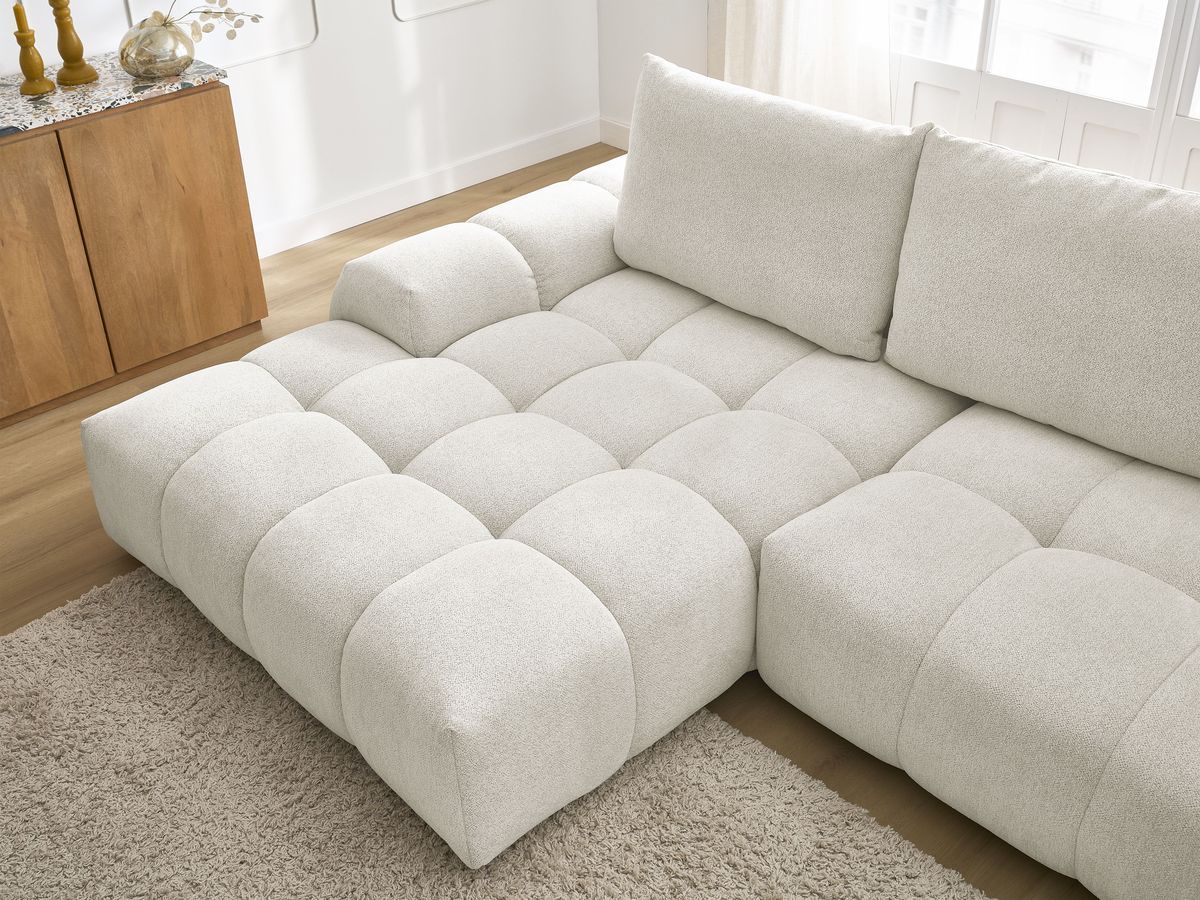 Canapé d'angle convertible coffre EVEREST tissu chiné