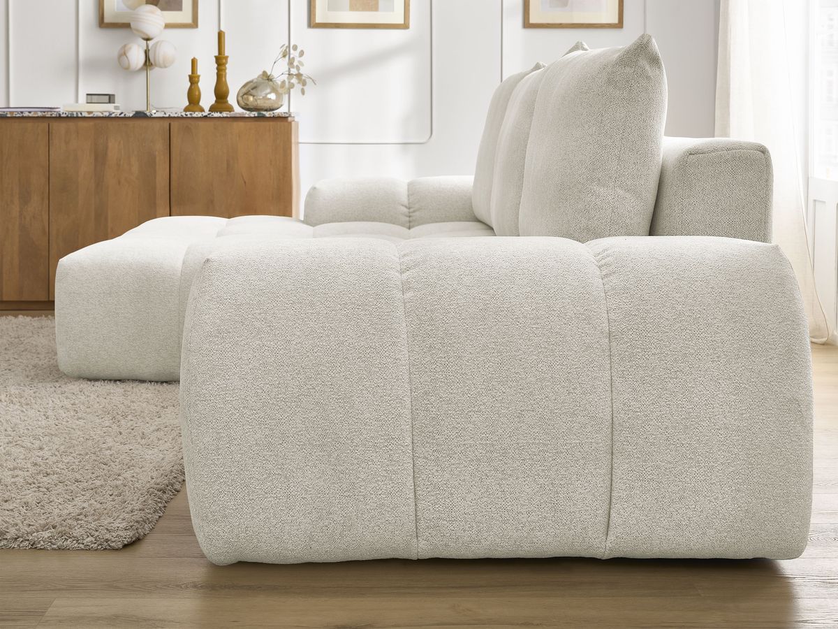 Canapé d'angle convertible coffre EVEREST tissu chiné