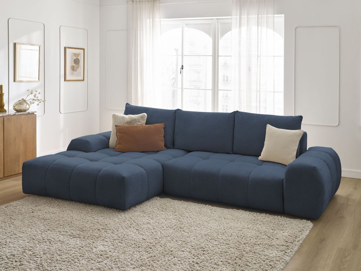 Canapé d'angle convertible coffre EVEREST tissu chiné