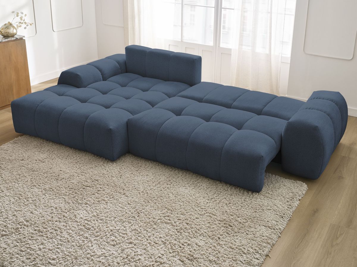 Canapé d'angle convertible coffre EVEREST tissu chiné