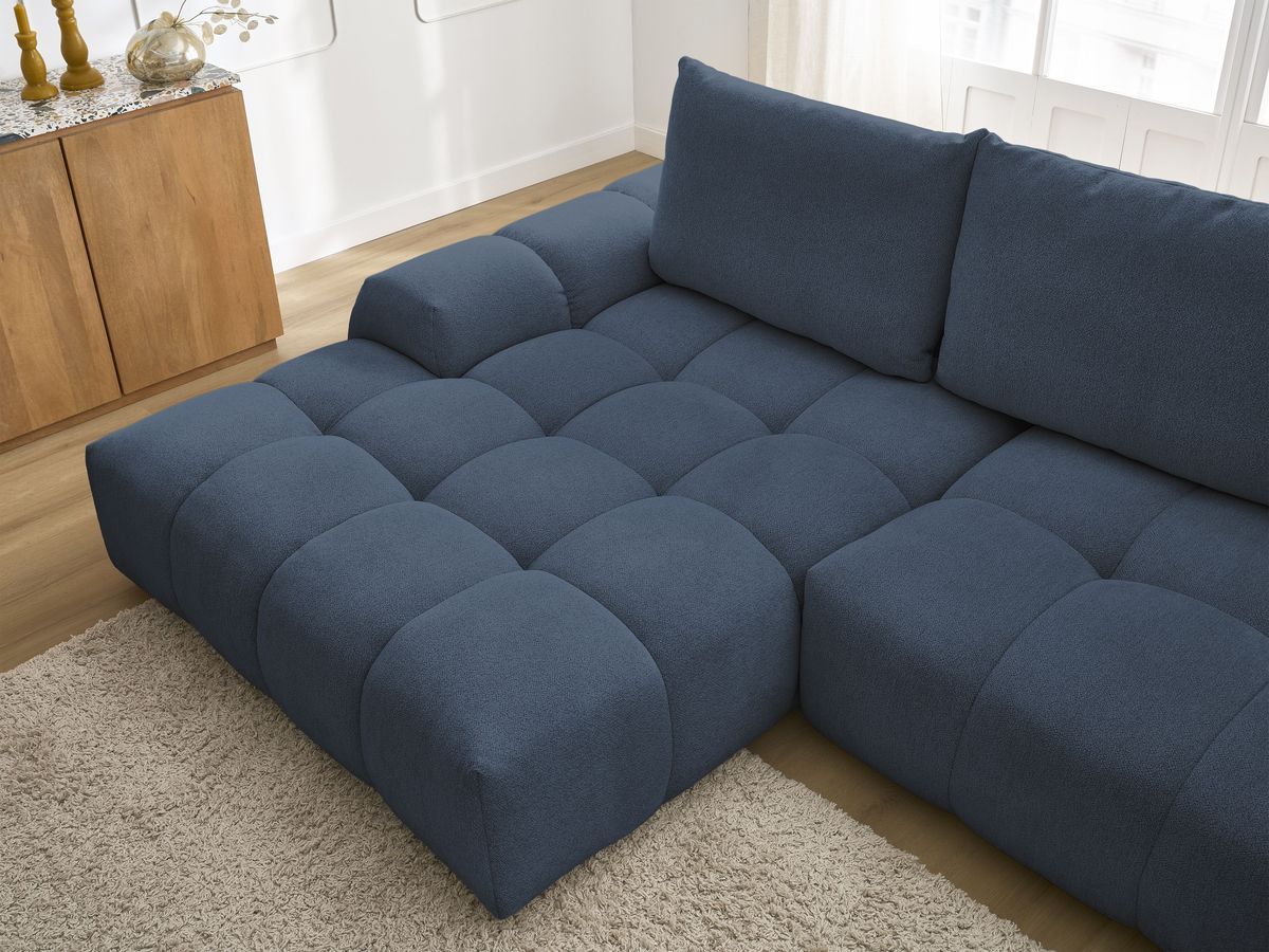 Canapé d'angle convertible coffre EVEREST tissu chiné