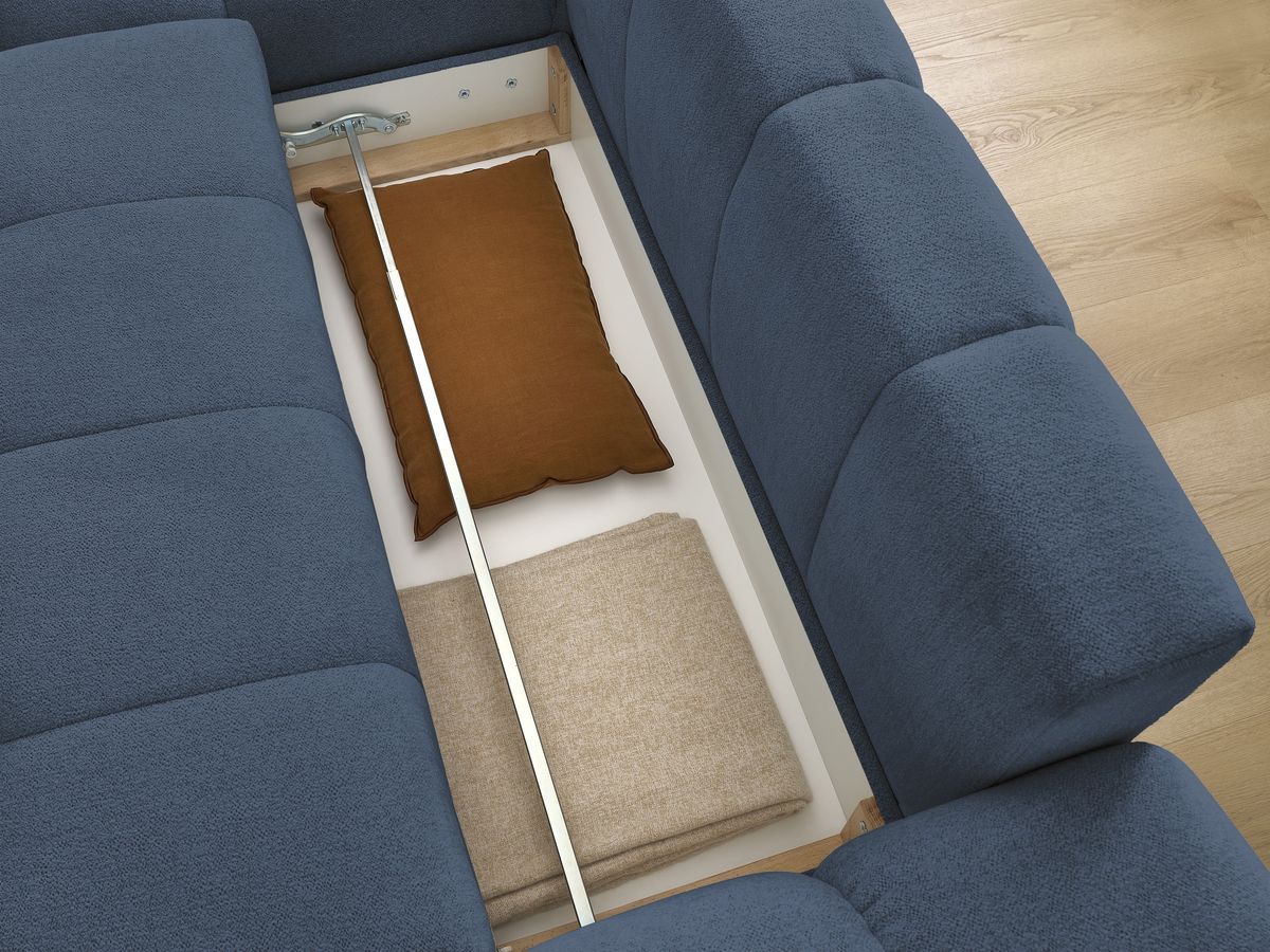 Canapé d'angle convertible coffre EVEREST tissu chiné