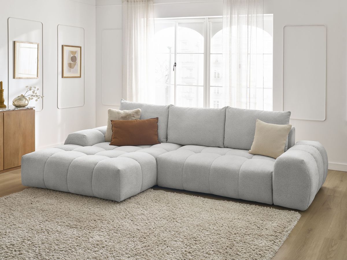 Canapé d'angle convertible coffre EVEREST tissu chiné