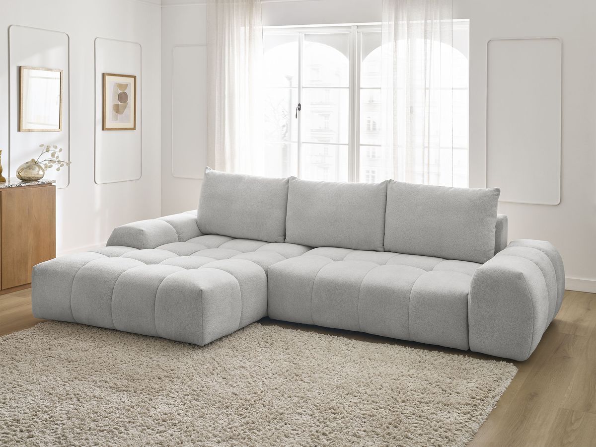 Canapé d'angle convertible coffre EVEREST tissu chiné