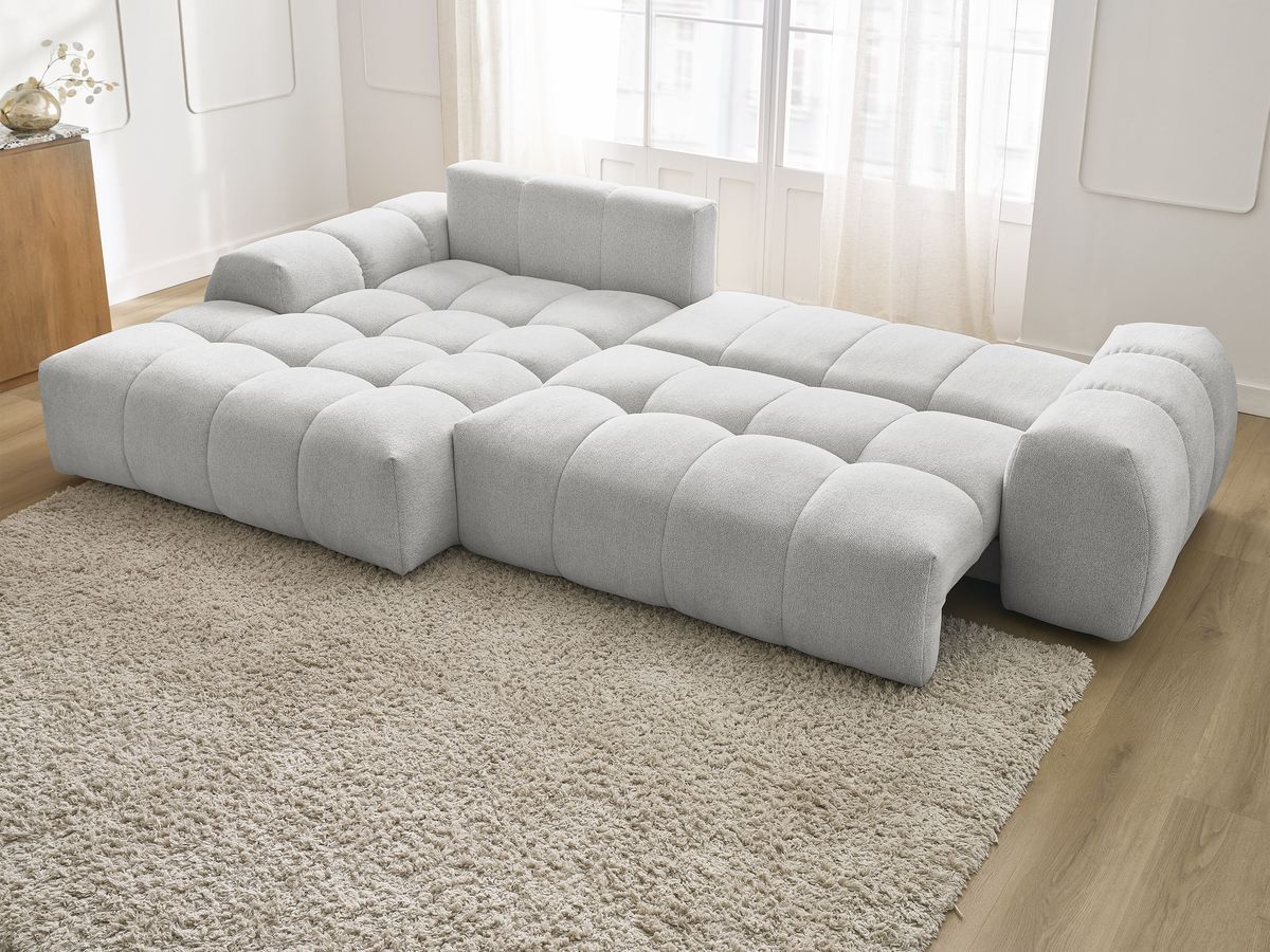 Canapé d'angle convertible coffre EVEREST tissu chiné