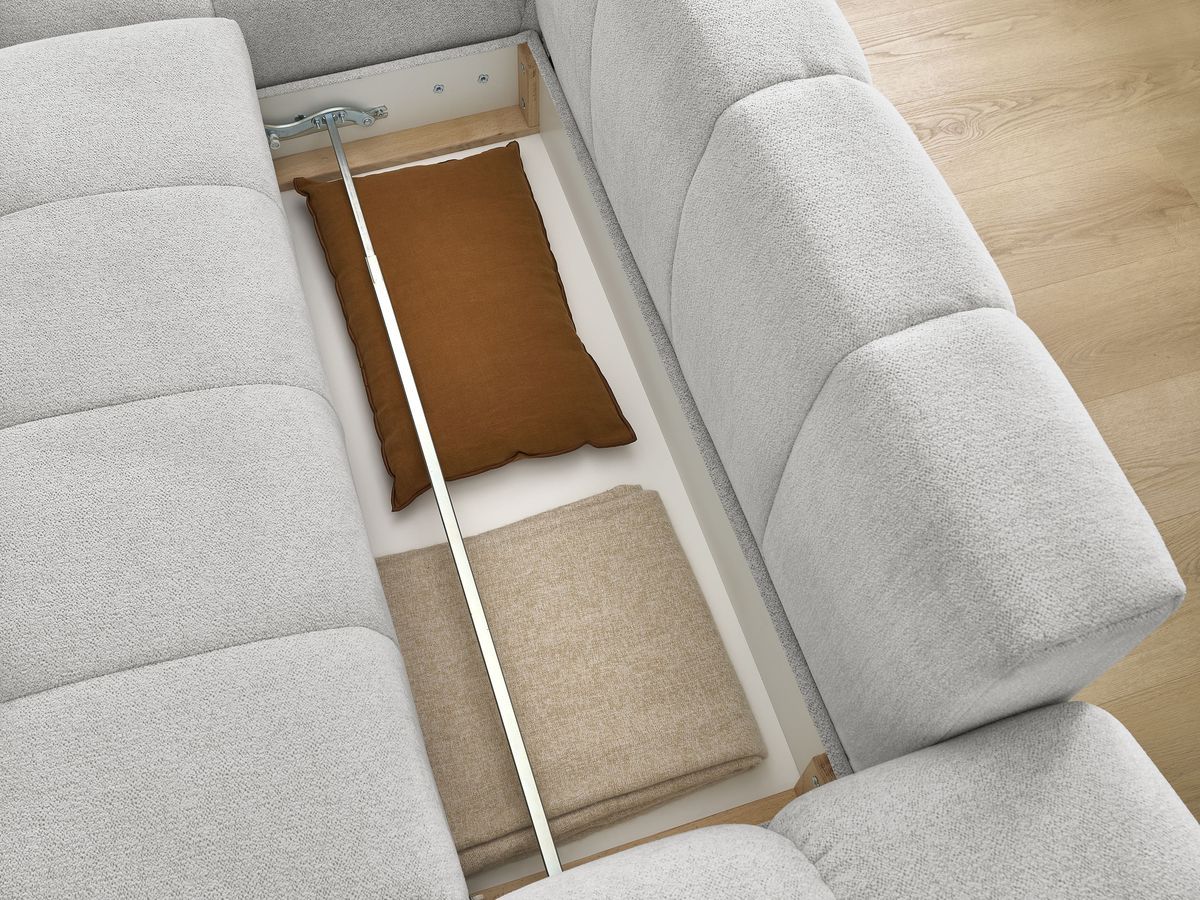 Canapé d'angle convertible coffre EVEREST tissu chiné