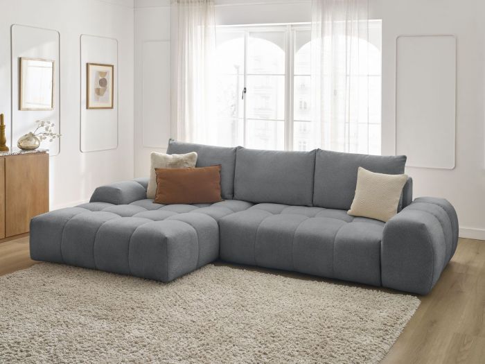 Canapé d'angle convertible coffre EVEREST tissu chiné