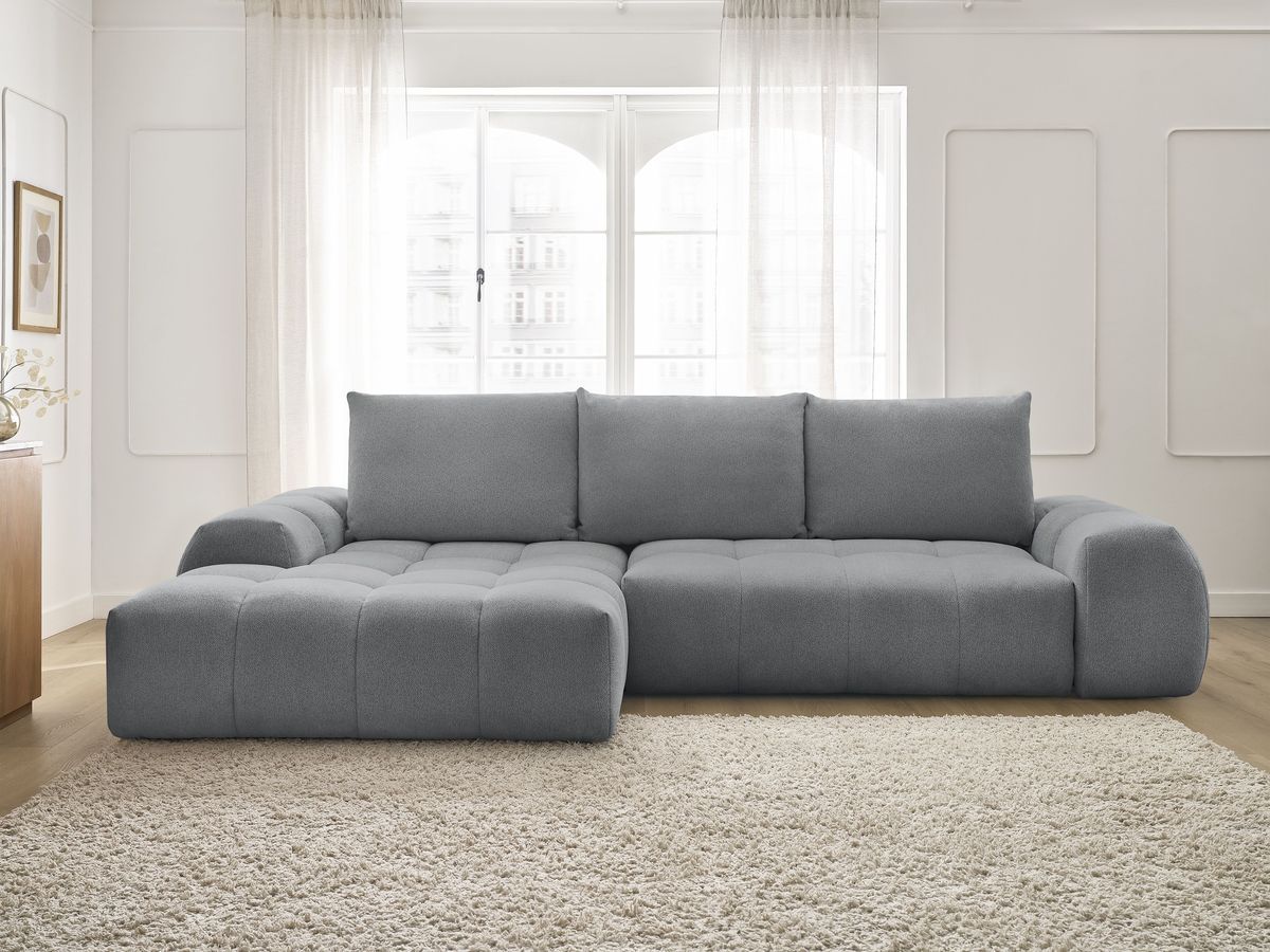 Canapé d'angle convertible coffre EVEREST tissu chiné