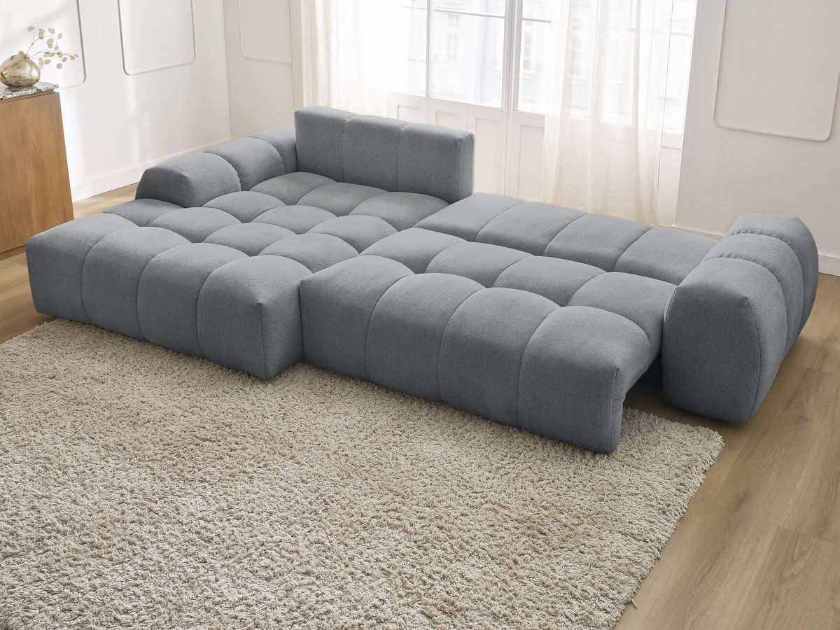 Canapé d'angle convertible coffre EVEREST tissu chiné