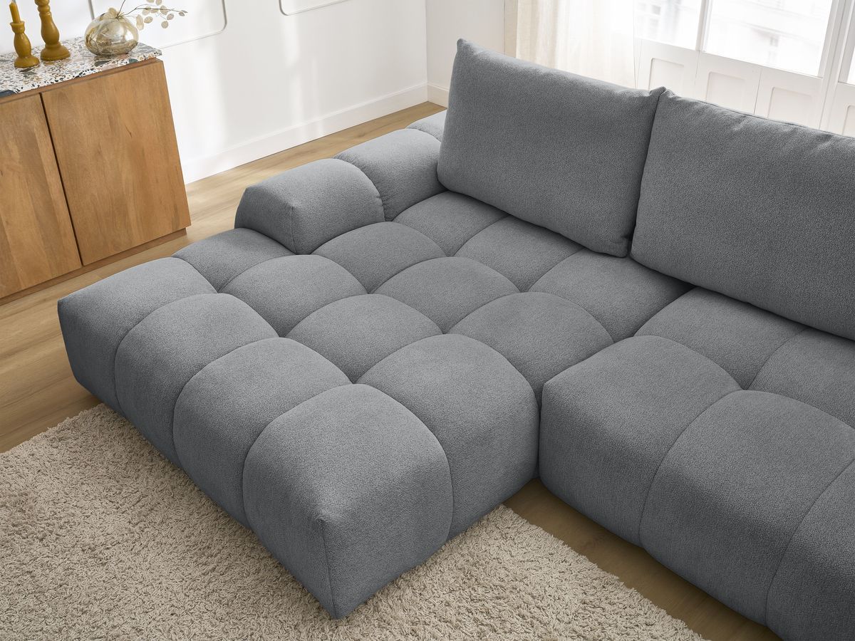 Canapé d'angle convertible coffre EVEREST tissu chiné
