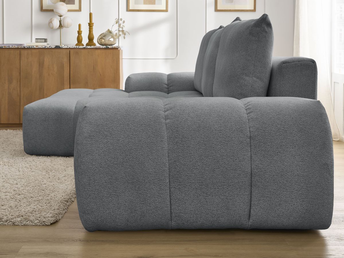 Canapé d'angle convertible coffre EVEREST tissu chiné