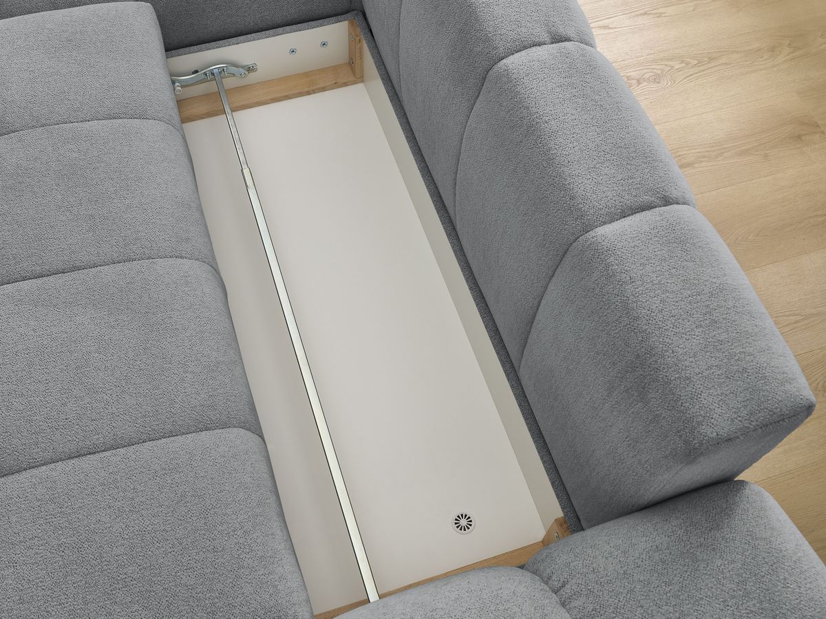 Canapé d'angle convertible coffre EVEREST tissu chiné