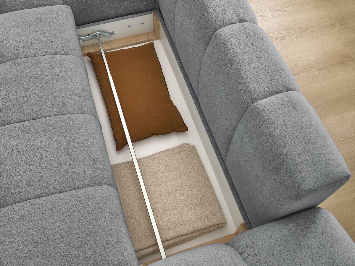 Canapé d'angle convertible coffre EVEREST tissu chiné
