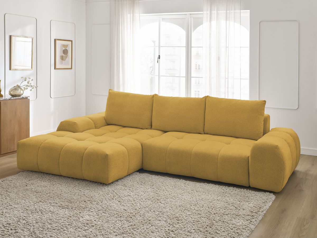 Canapé d'angle convertible coffre EVEREST tissu chiné