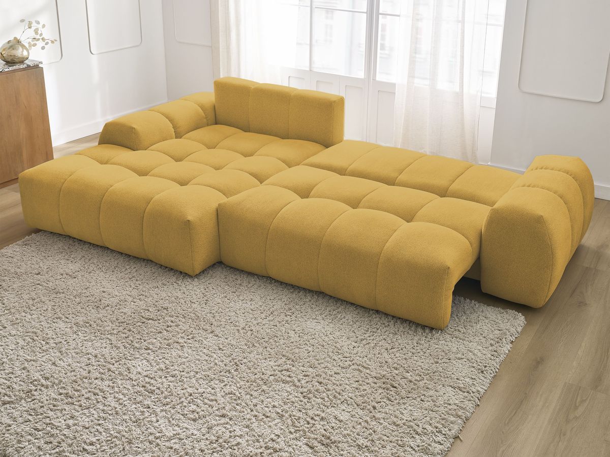Canapé d'angle convertible coffre EVEREST tissu chiné
