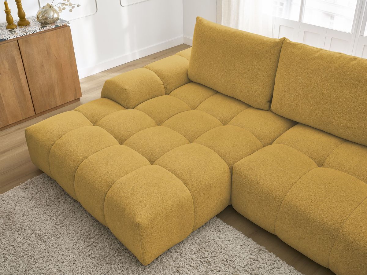 Canapé d'angle convertible coffre EVEREST tissu chiné