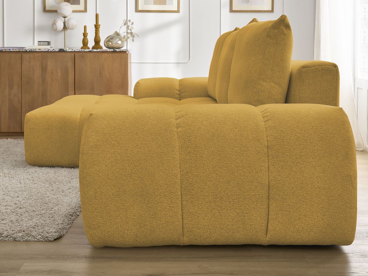 Canapé d'angle convertible coffre EVEREST tissu chiné