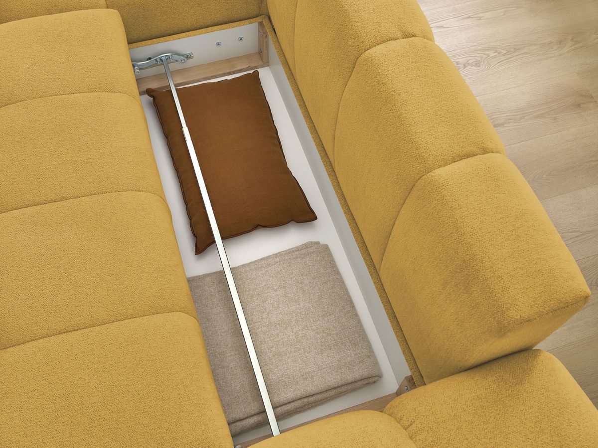 Canapé d'angle convertible coffre EVEREST tissu chiné