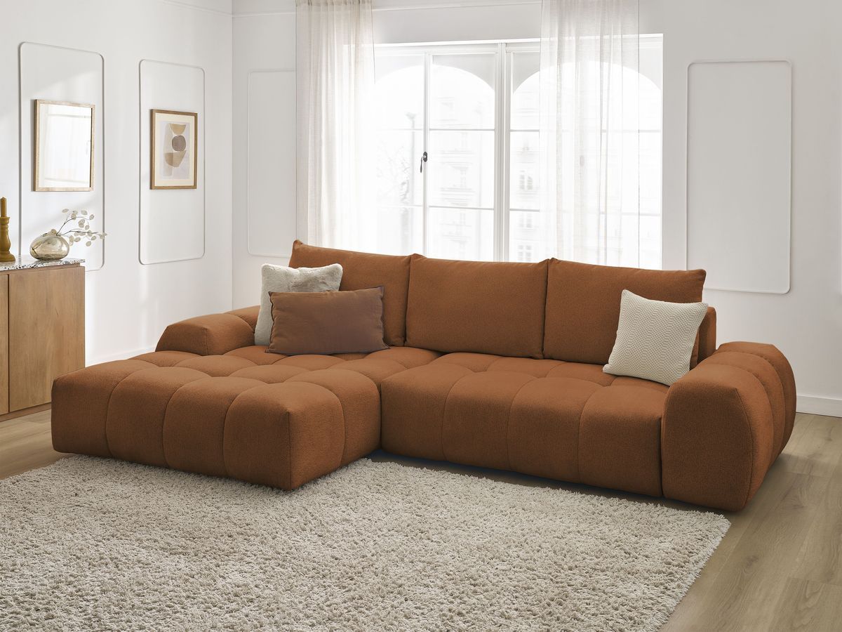 Canapé d'angle convertible coffre EVEREST tissu chiné