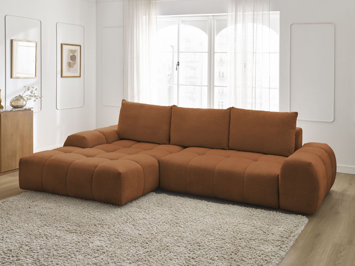Canapé d'angle convertible coffre EVEREST tissu chiné