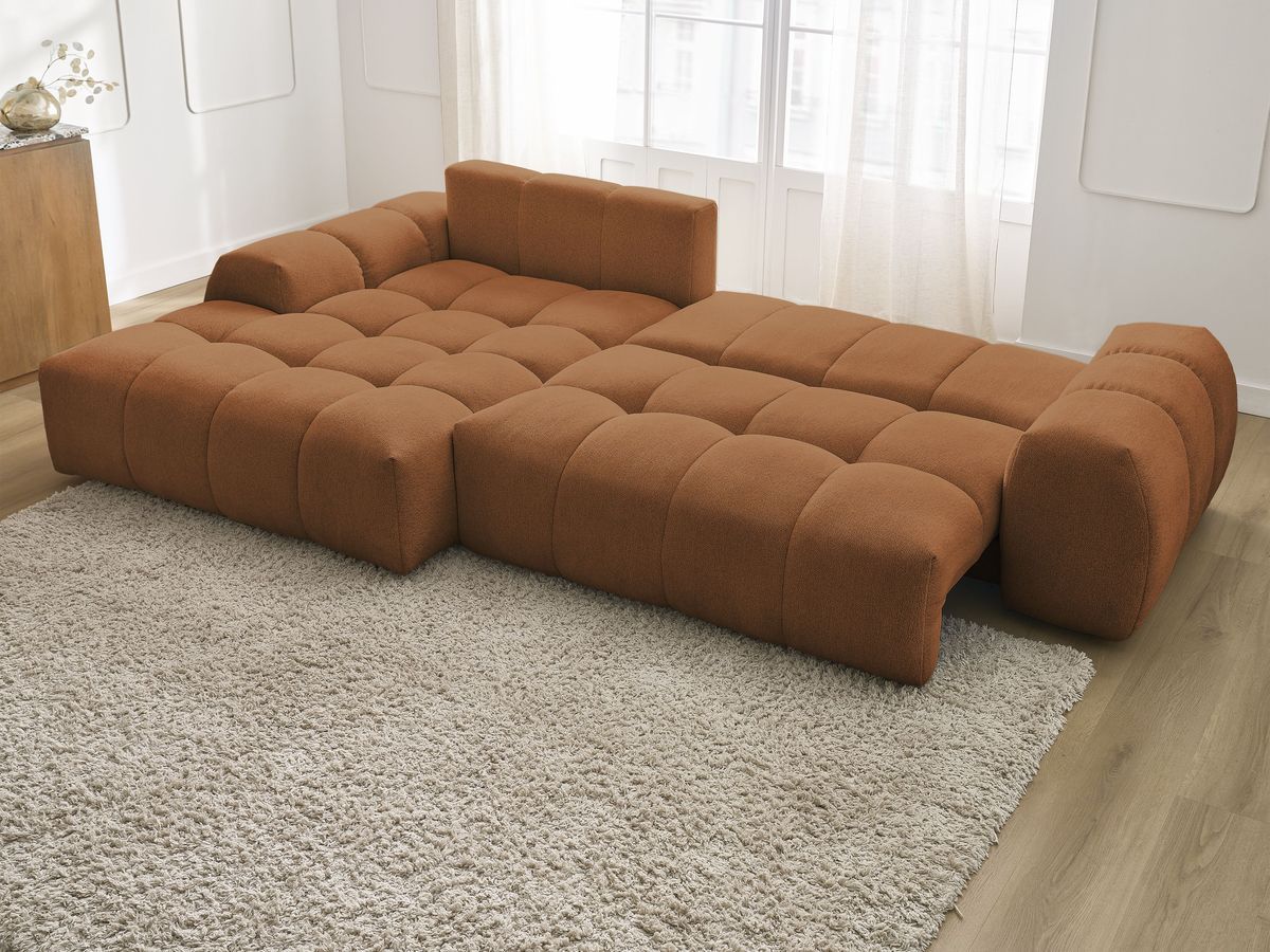 Canapé d'angle convertible coffre EVEREST tissu chiné