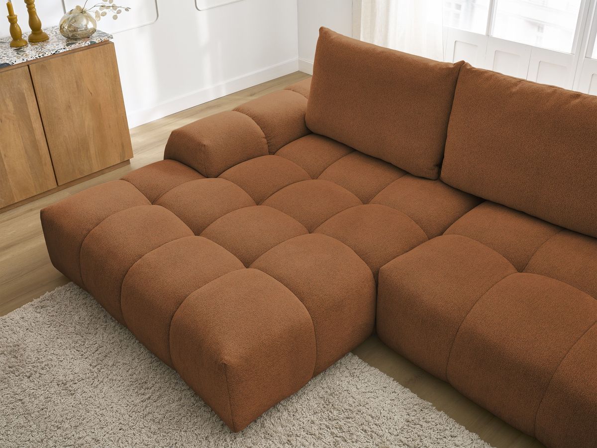 Canapé d'angle convertible coffre EVEREST tissu chiné