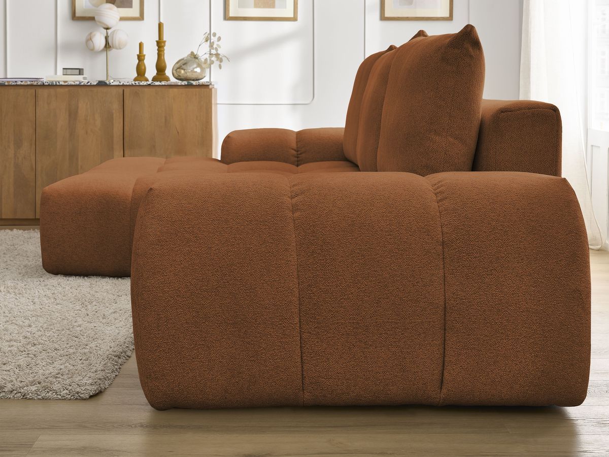 Canapé d'angle convertible coffre EVEREST tissu chiné