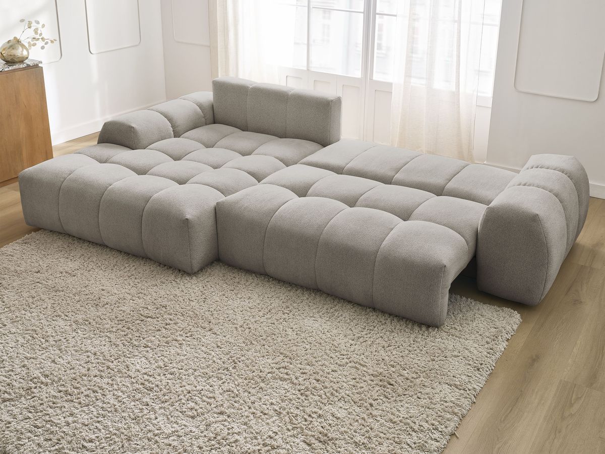 Canapé d'angle convertible coffre EVEREST tissu chiné