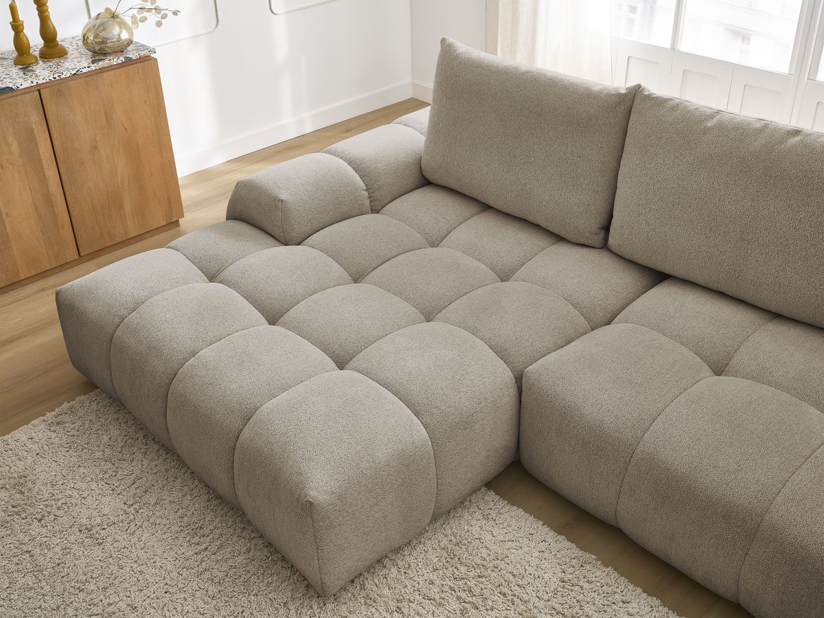 Canapé d'angle convertible coffre EVEREST tissu chiné
