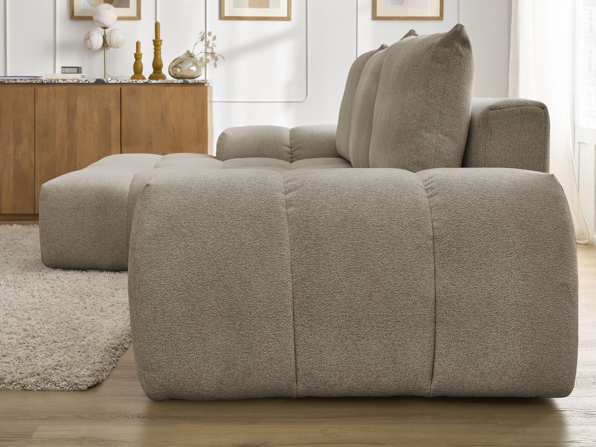 Canapé d'angle convertible coffre EVEREST tissu chiné
