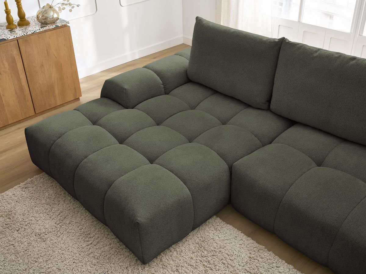 Canapé d'angle convertible coffre EVEREST tissu chiné