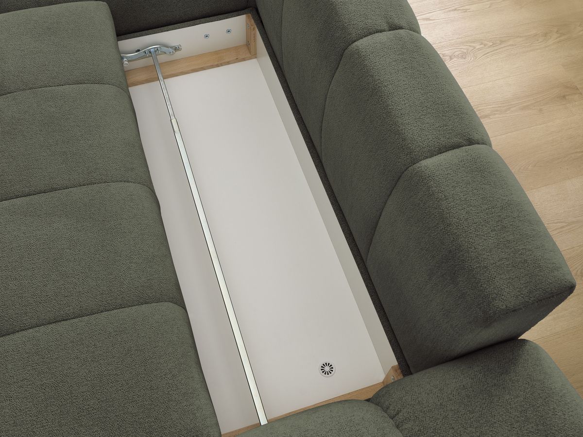Canapé d'angle convertible coffre EVEREST tissu chiné