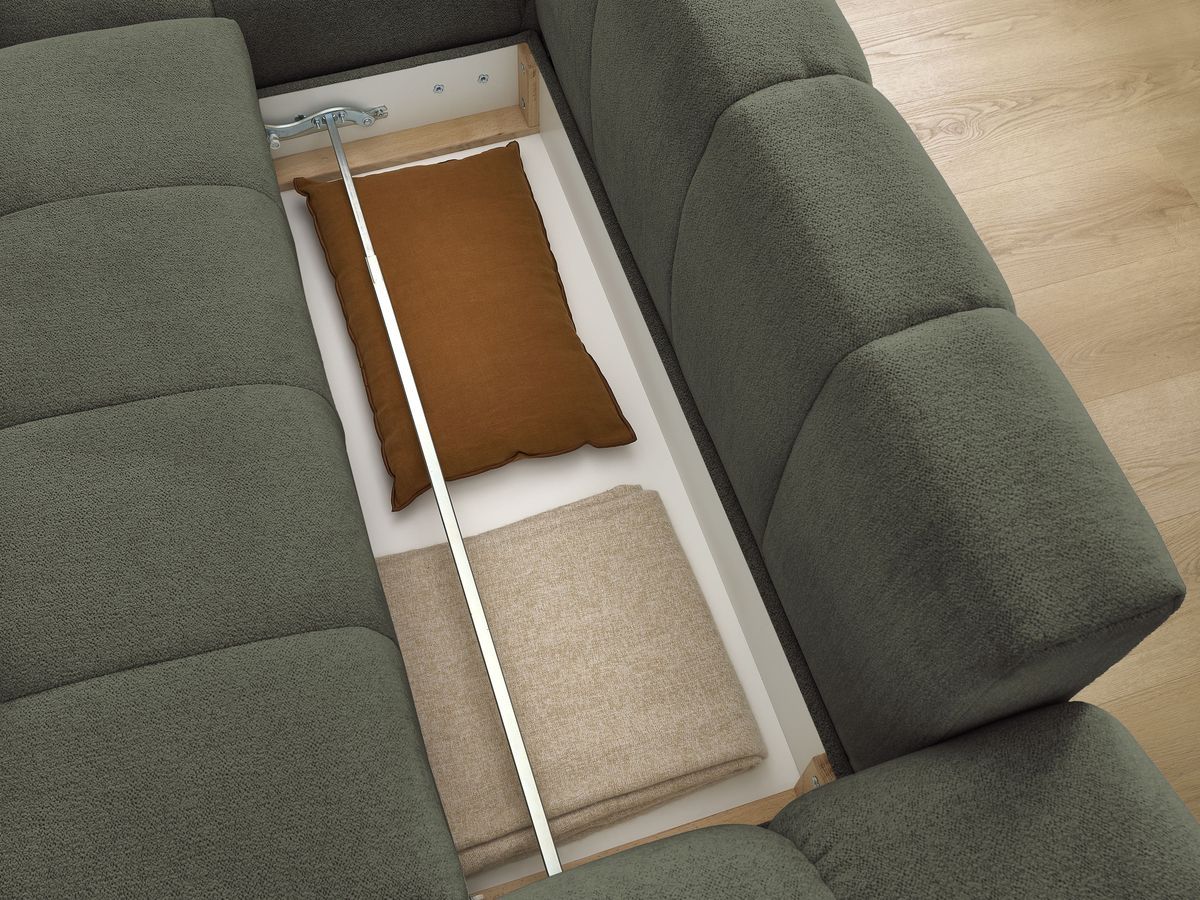 Canapé d'angle convertible coffre EVEREST tissu chiné