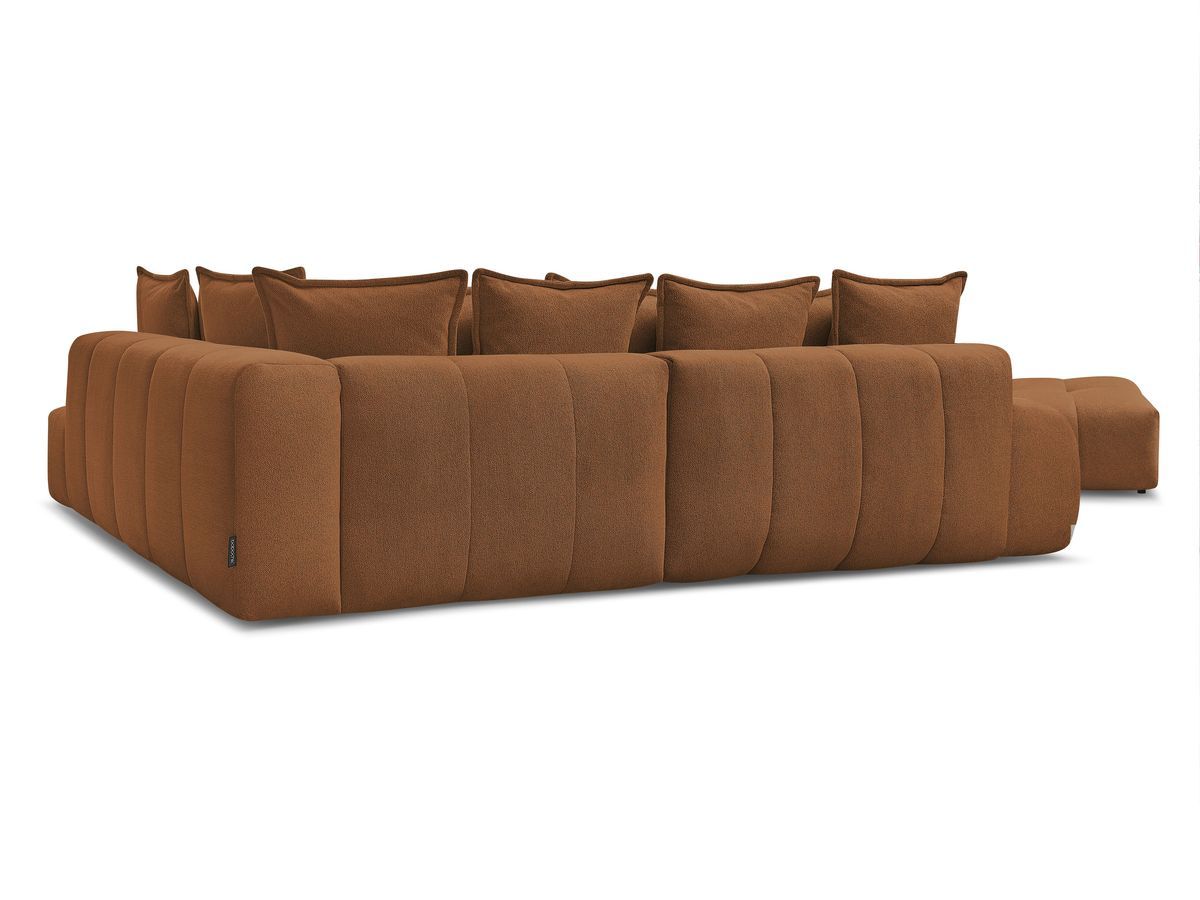 Canapé d'angle fixe EVEREST tissu chiné - Orange - Angle droit - 10 coussins