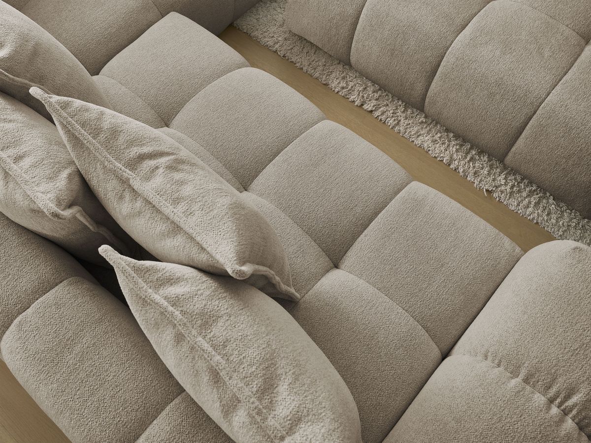 Canapé d'angle L convertible coffre EVEREST tissu chiné avec pouf