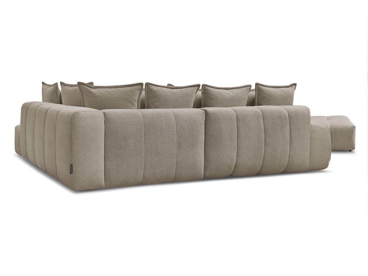 Canapé d'angle L convertible coffre EVEREST tissu chiné avec pouf