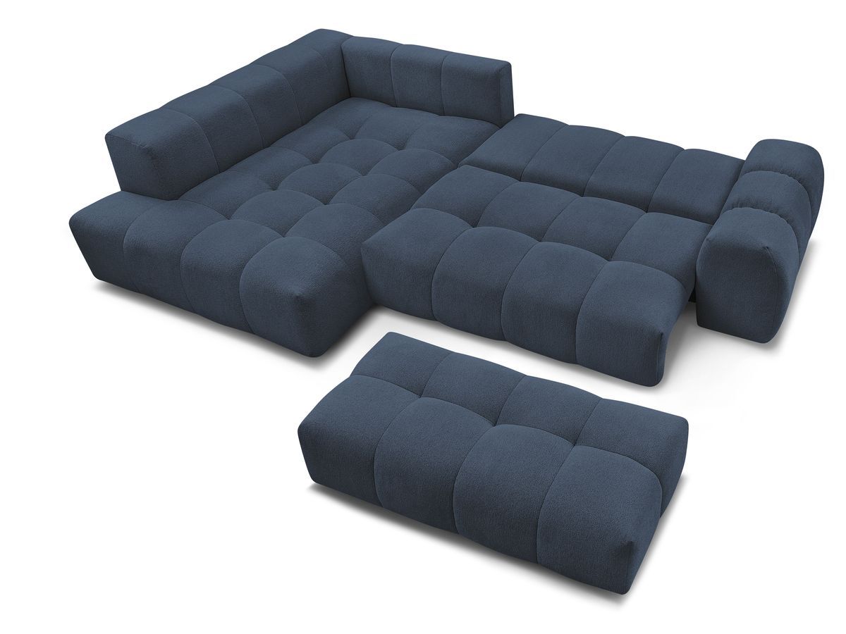 Canapé d'angle fixe EVEREST tissu chiné - Orange - Angle droit - 10 coussins