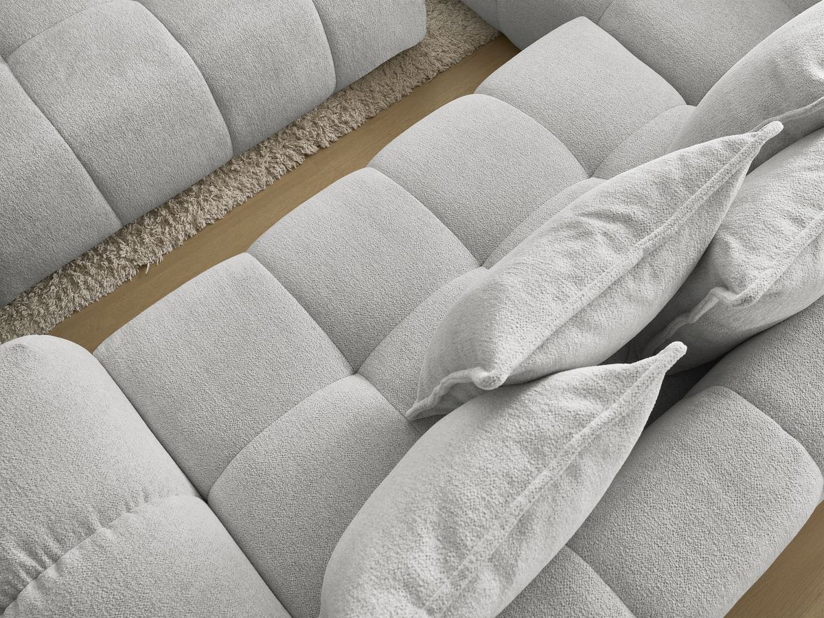 Canapé d'angle fixe EVEREST tissu chiné - Orange - Angle droit - 10 coussins