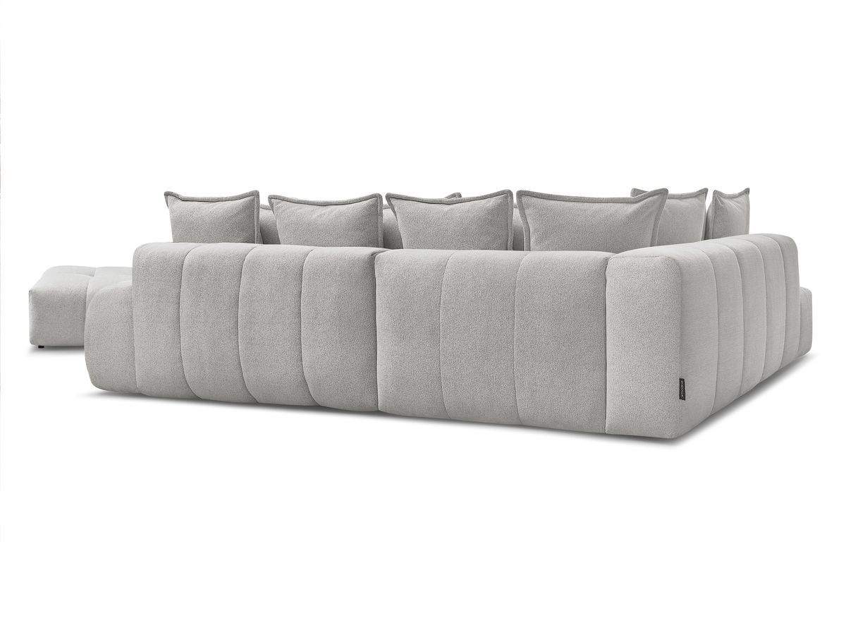 Canapé d'angle fixe EVEREST tissu chiné - Orange - Angle droit - 10 coussins